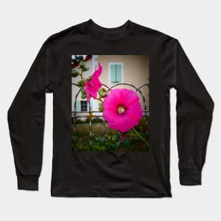 Hollyhock, Maison Blanche, Deux Sevres, France Long Sleeve T-Shirt